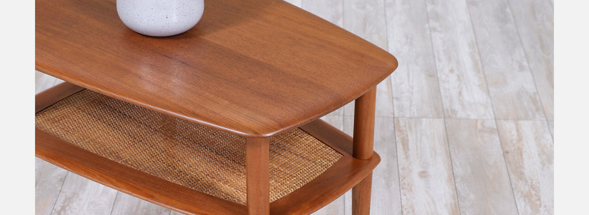 Peter Hvidt & Orla Mølgaard-Nielsen Teak & Cane Side Tables France & Søn 