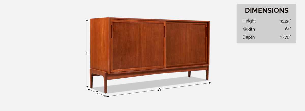 Mid-Century Danish Modern Teak Credenza by William Watting