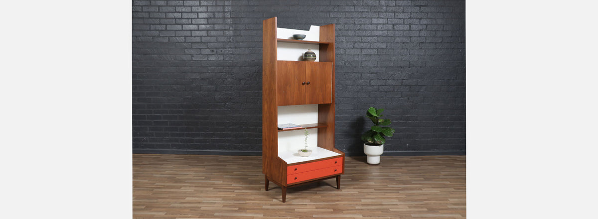 Kipp Stewart Two Tone Lacquered & Walnut Bookshelf for Glenn of CA 