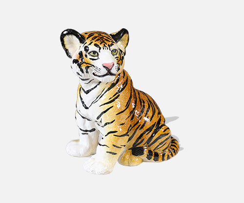 Mid-Century Italian Glazed Ceramic Tiger Sculpture