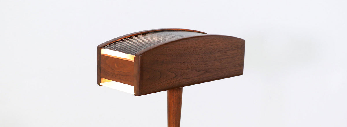 Mid-Century Modern Sculpted Walnut Wood Desk Lamp