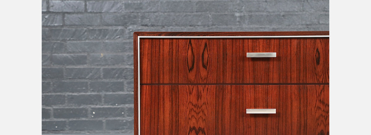 Danish Modern Rosewood Dresser w/ Steel Accents by Falster