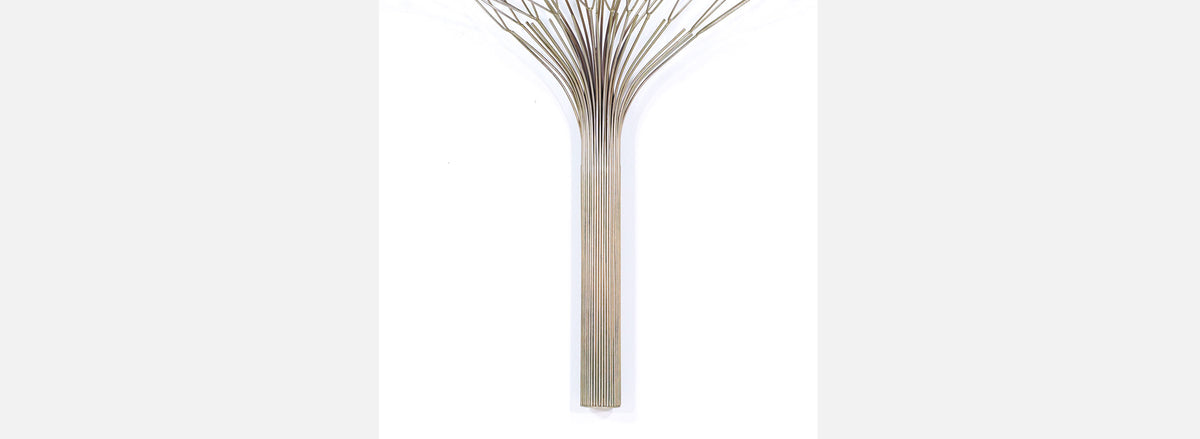 Vintage Curtis Jere Brass & Steel Wall-Hanging Tree Sculpture for Artisan House