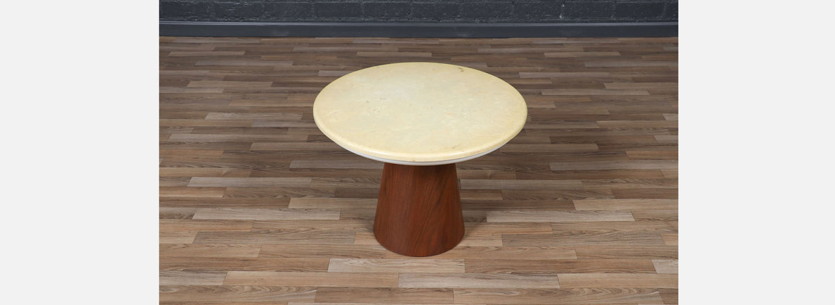 Frank Rohloff Tulip Marble & Walnut Side Table for Brown Saltman 