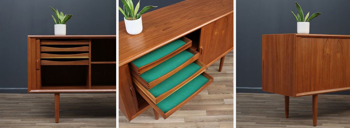 Danish Modern Tambour-Door Teak Credenza by Svend A. Larsen