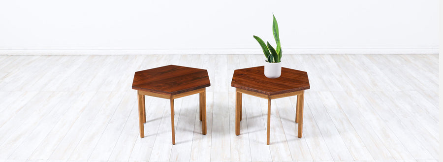 Paul McCobb "Delineator" Hexagonal Rosewood Side Tables for Lane 