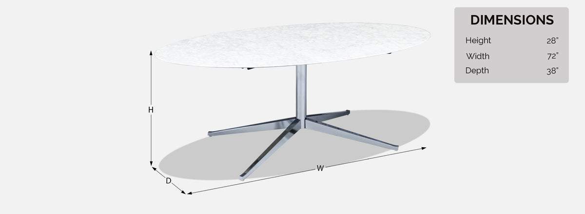 Florence Knoll Italian Carrara Marble & Chrome Dining Table or Desk