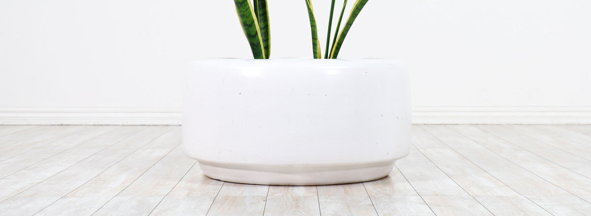 Vintage Large John Follis "Tire" White Glaze Planter for Architectural Pottery