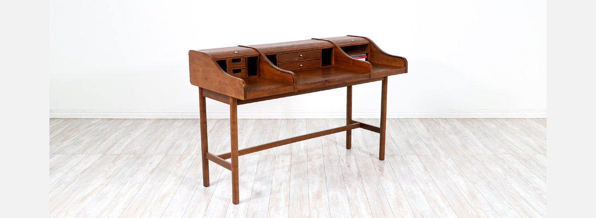 Mid-Century Modern Tambour-Door Desk by Drexel