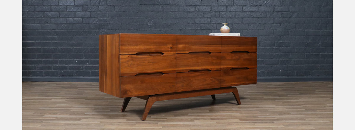 Mid-Century Californian Modernist Sculpted Walnut Dresser