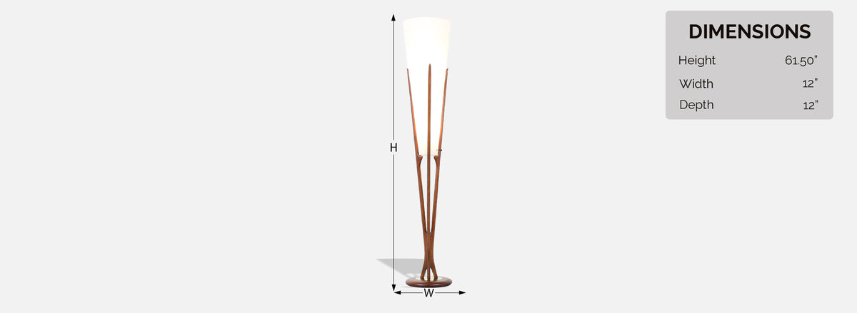 John Keal Sculpted Trident-Style Floor Lamp for Modeline of California