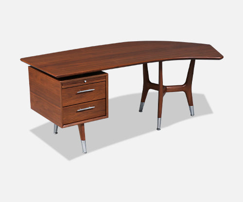 Mid-Century Modern "Skulptura" Boomerang Desk by Alma Desk Co.