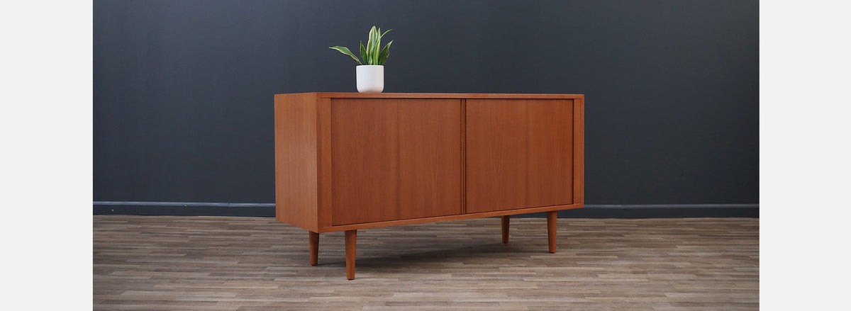 Carlo Jensen Teak Tambour-Door Credenza for Hundevad