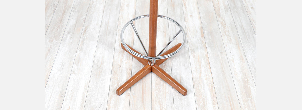 Borje Johanson Teak & Chrome Swivel Bar Stools for Johanson Design