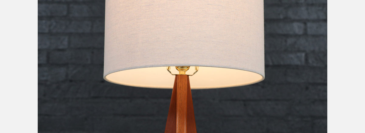 Danish Modern Tripod Sculpted Teak Table Lamp