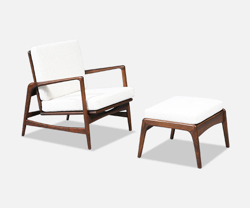 Danish Modern Reclining Lounge Chair with Ottoman by Ib Kofod-Larsen