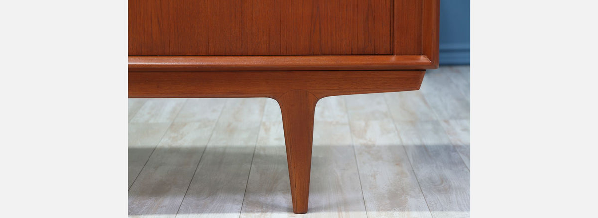 Bernhard Pedersen and Søn Tambour Door Teak Credenza