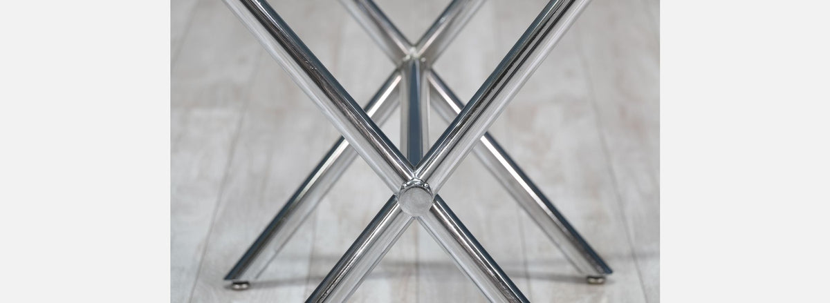 Modern Chrome “X” Base Side Table