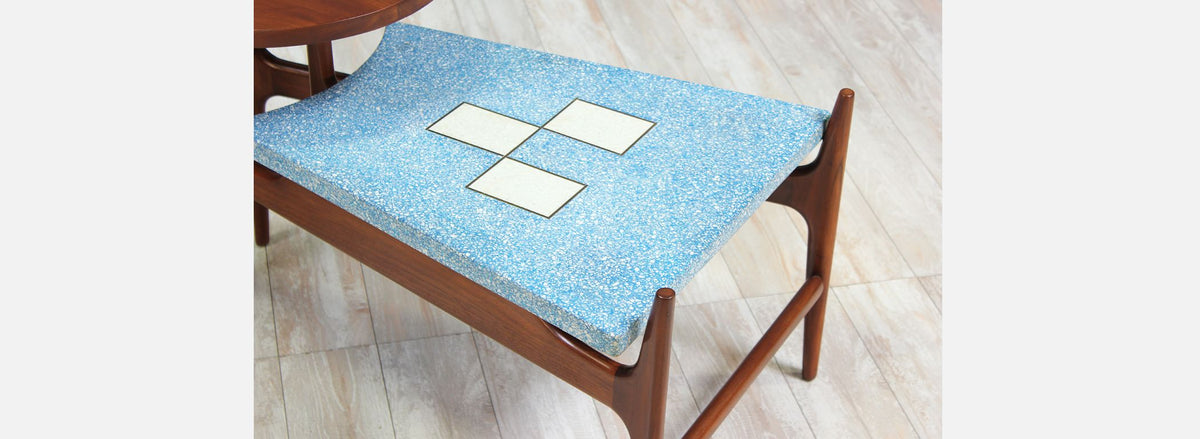 Rare Harvey Probber Blue Terrazo Floating-Top Side Tables 