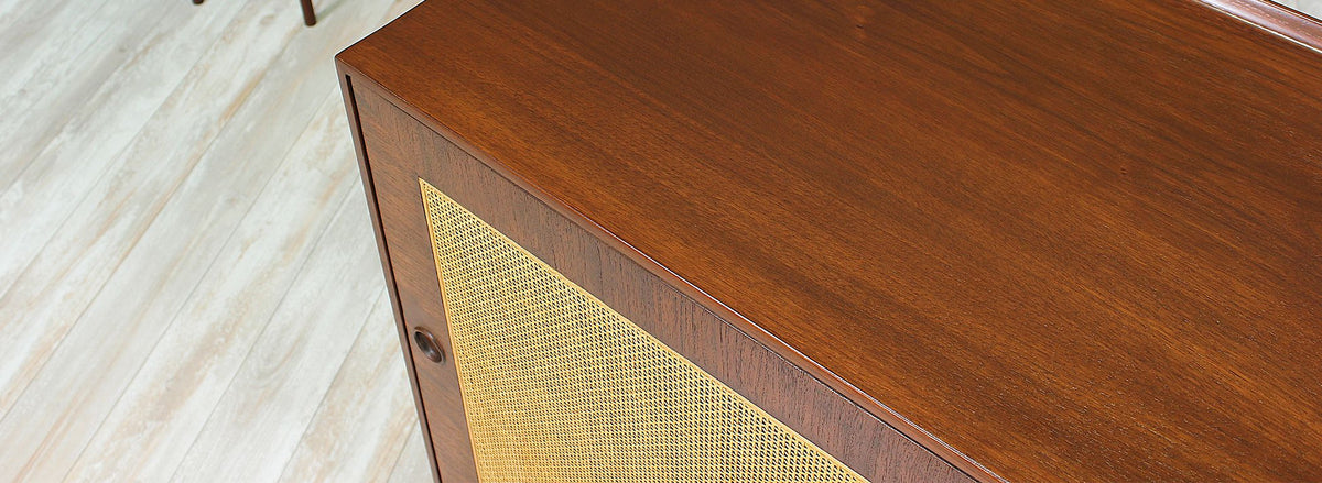 Finn Juhl Walnut & Cane Front Credenza for Baker