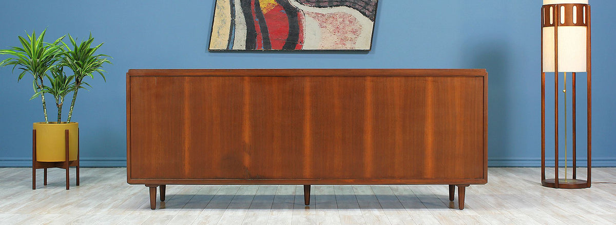 Finn Juhl Walnut & Cane Front Credenza for Baker
