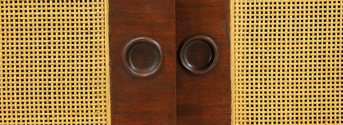 Finn Juhl Walnut & Cane Front Credenza for Baker