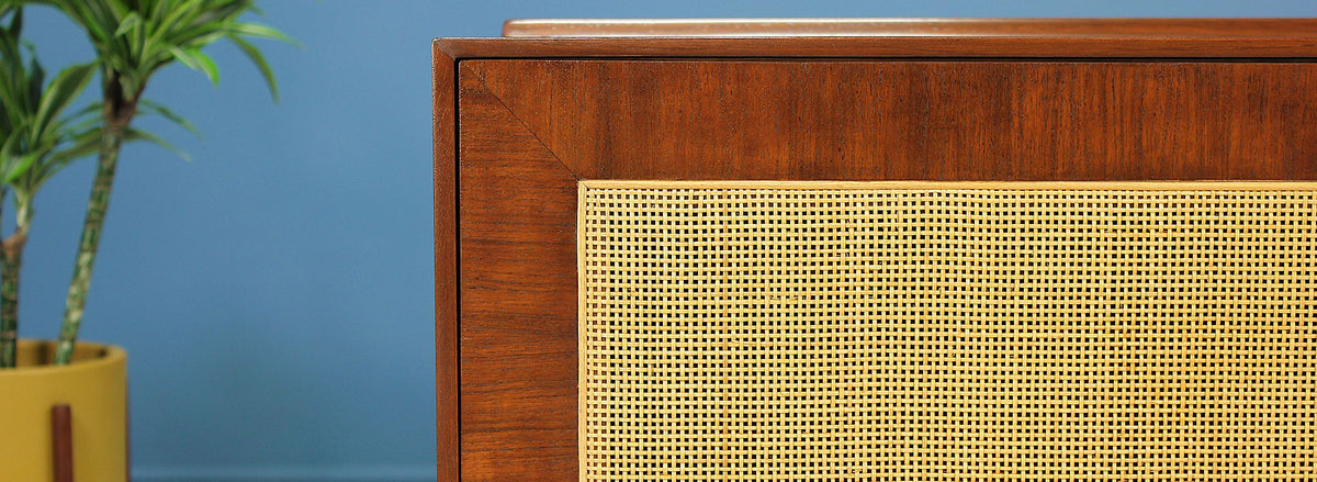 Finn Juhl Walnut & Cane Front Credenza for Baker