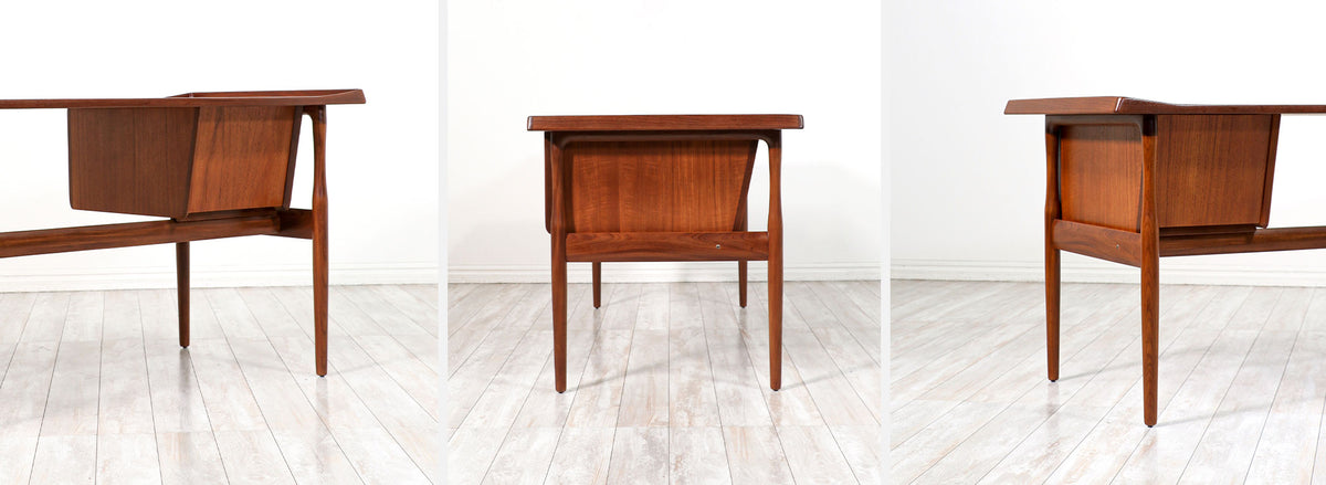 Danish Modern Executive Sculpted Teak Desk by Peter Lovig Nielsen