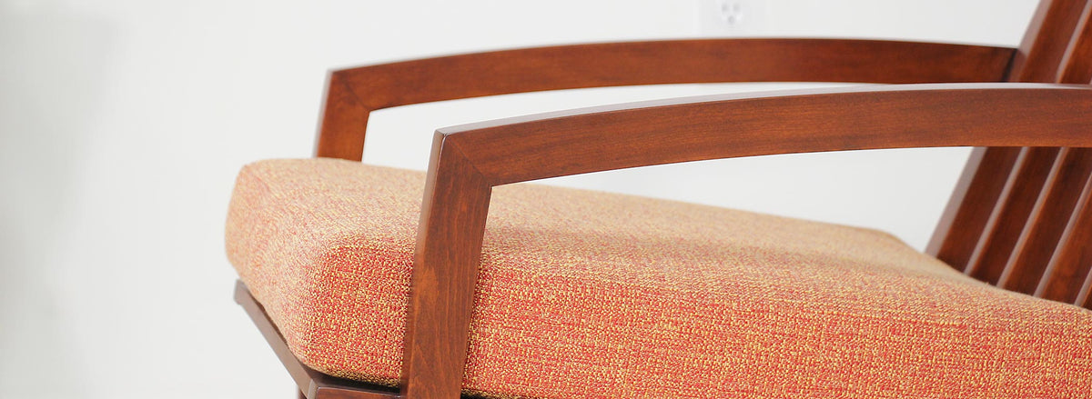 Danish Modern High-Back Lounge Chair with Brass Accents