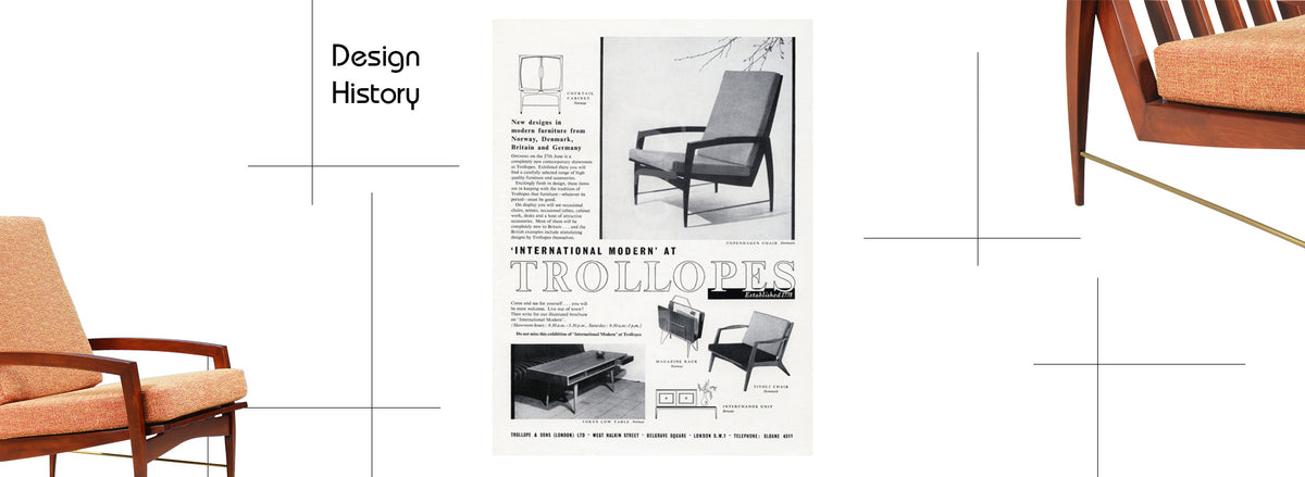 Danish Modern High-Back Lounge Chair with Brass Accents