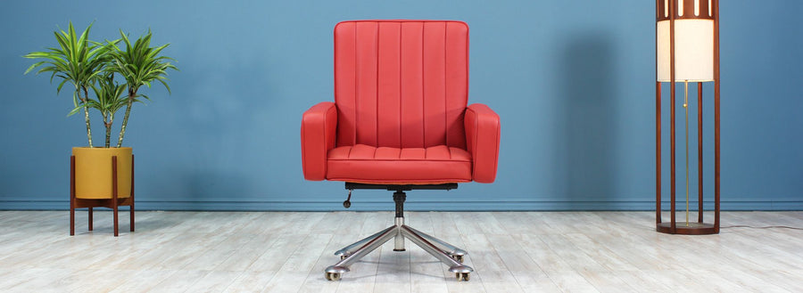 Sven Ivar Dysthe Leather Office Chair for Dokka Møbler 