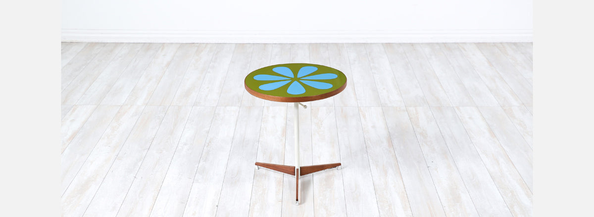 Peter Pepper Products Adjustable Tripod Walnut & Resin Side Table
