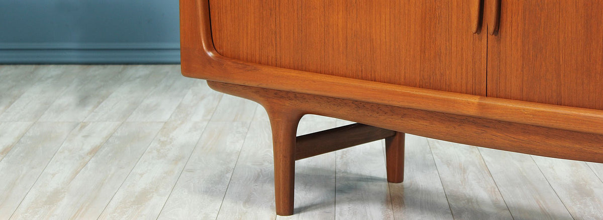 Danish Modern Tambour-Door Teak Credenza by Falster Møbelfabrik