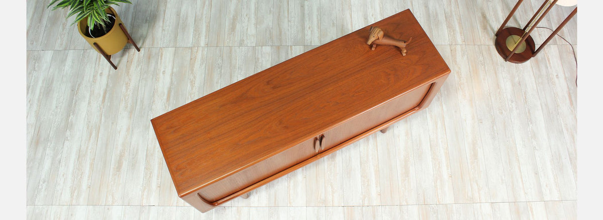 Danish Modern Tambour-Door Teak Credenza by Falster Møbelfabrik