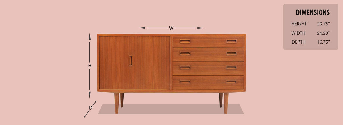 Carlo Jensen Teak Credenza with Bi-Folding Doors for Hundevad & Co.