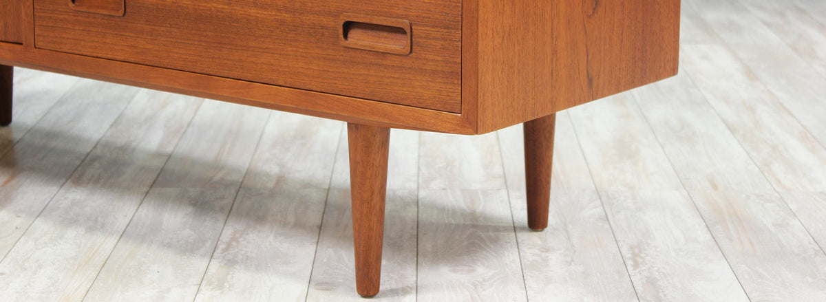 Carlo Jensen Teak Credenza with Bi-Folding Doors for Hundevad & Co.