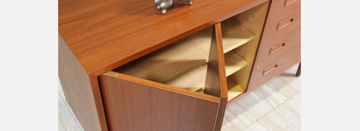 Carlo Jensen Teak Credenza with Bi-Folding Doors for Hundevad & Co.
