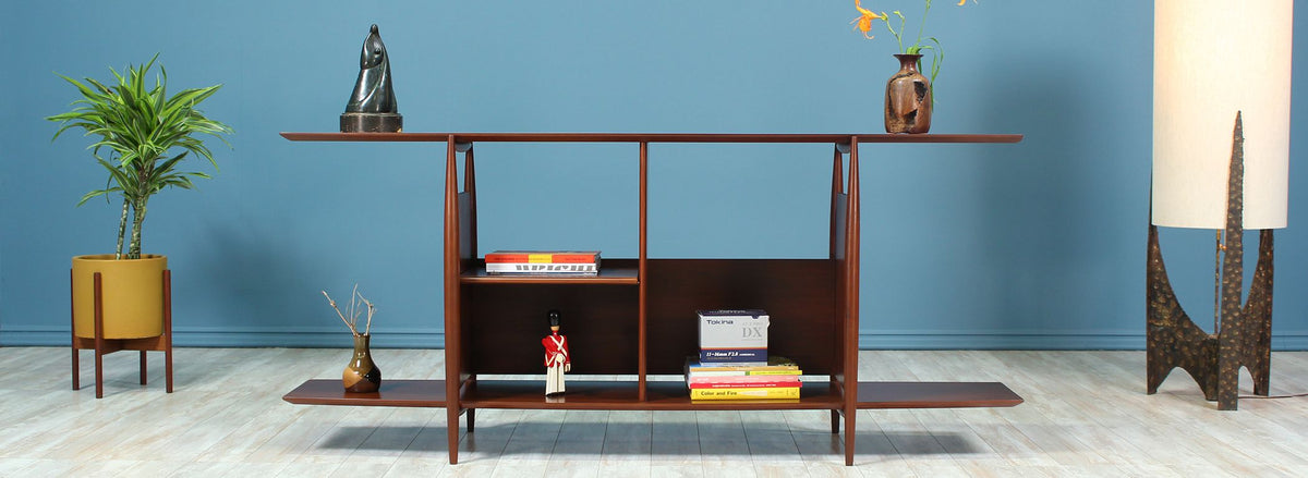 Mid-Century Modern Two-Tier Bookshelf