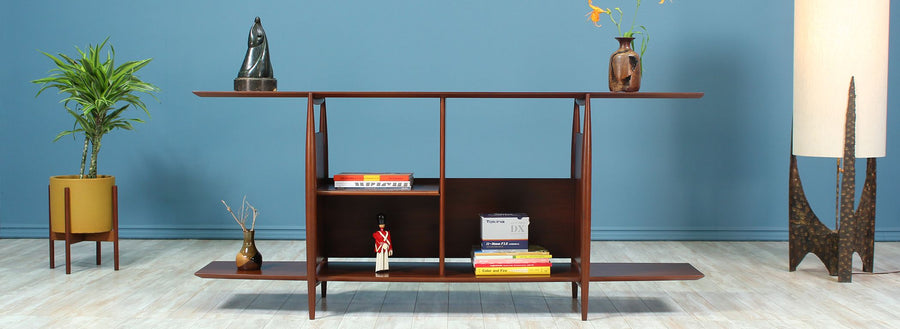 Mid-Century Modern Two-Tier Bookshelf