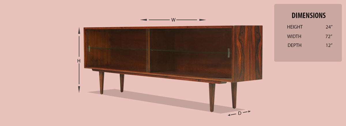 Danish Modern Rosewood Bookcase with Glass Doors
