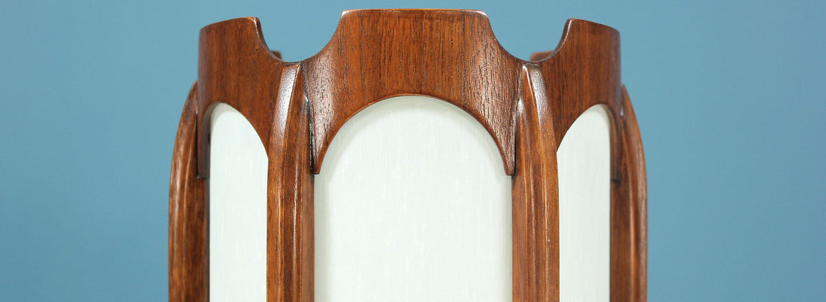 Mid-Century Column-Style Walnut Floor Lamp by Modeline