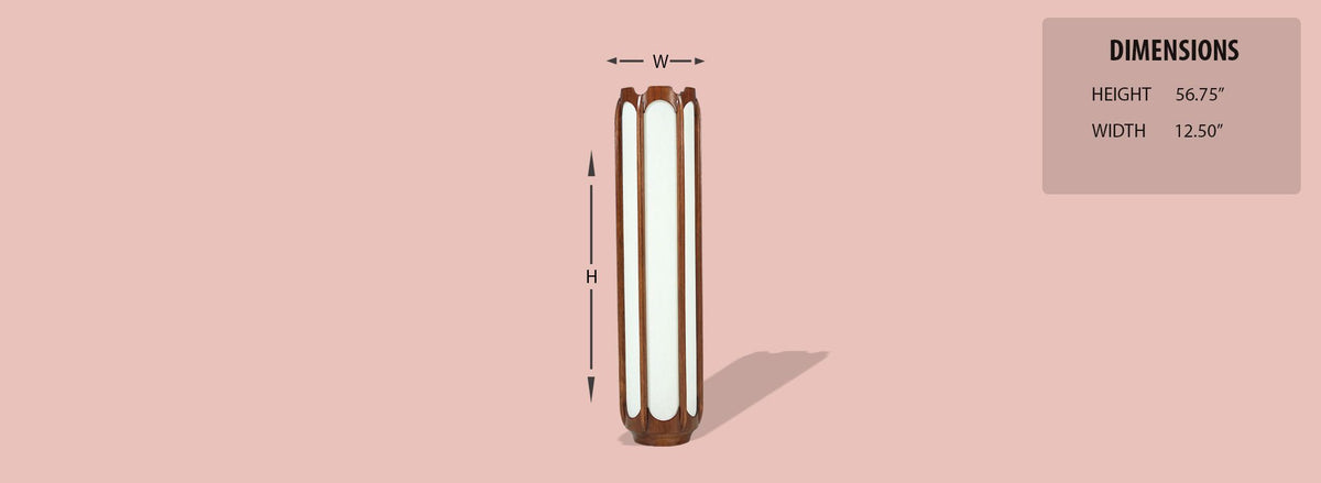 Mid-Century Column-Style Walnut Floor Lamp by Modeline