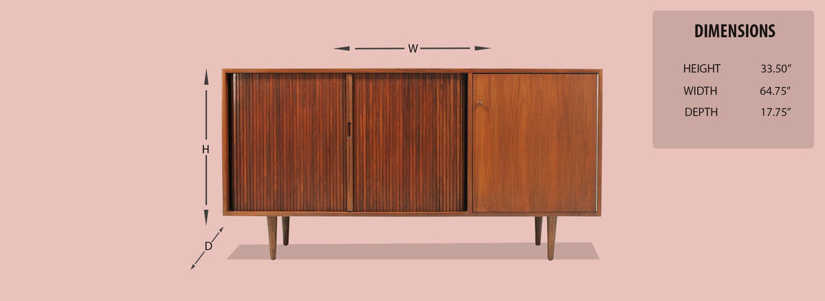 Milo Baughman Tambour-Door Credenza Walnut for Glenn of California 