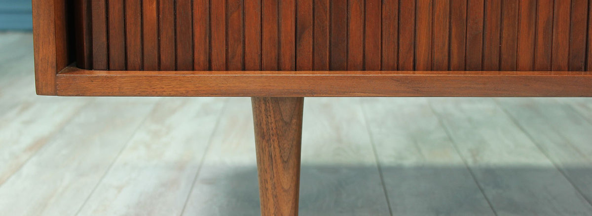 Milo Baughman Tambour-Door Credenza Walnut for Glenn of California 