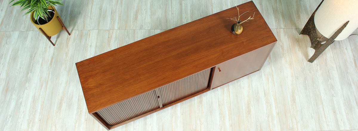 Milo Baughman Tambour-Door Credenza Walnut for Glenn of California 