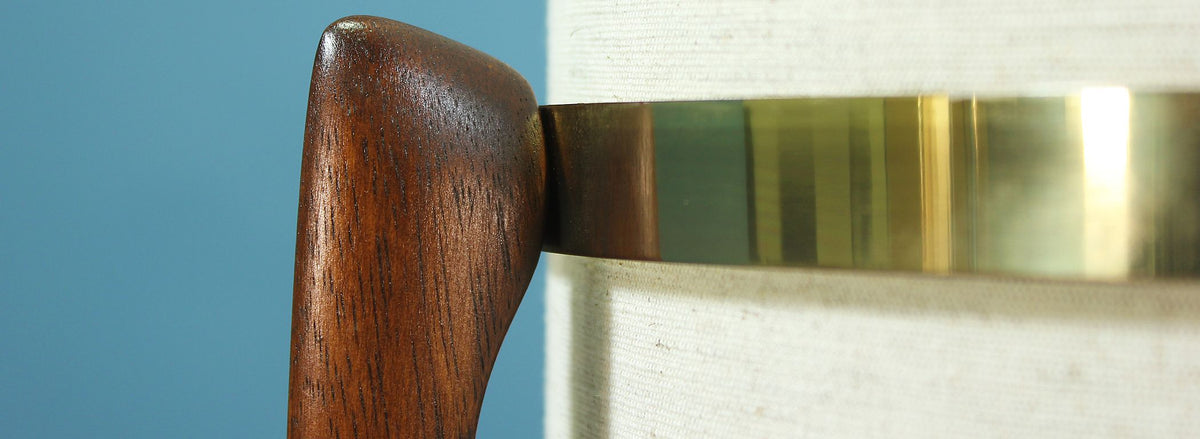Mid-Century Sculptural Walnut & Brass Floor Lamp by Modeline