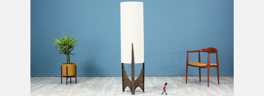 Mid-Century Sculpted Brutalist Metal Floor Lamp