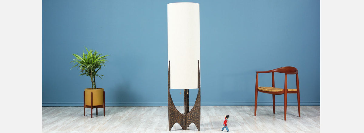 Mid-Century Sculpted Brutalist Metal Floor Lamp