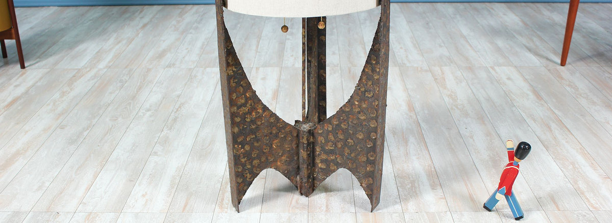 Mid-Century Sculpted Brutalist Metal Floor Lamp