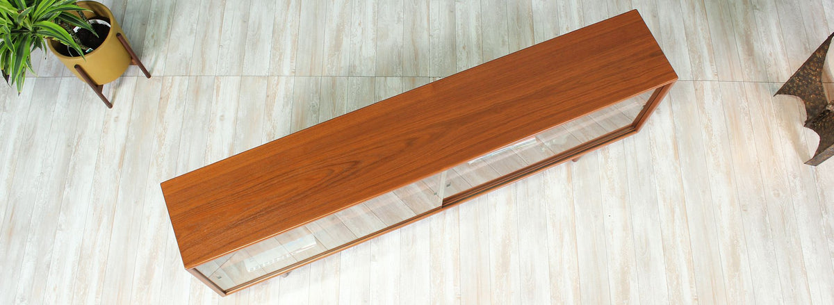 Danish Modern Teak Bookcase with Glass Doors